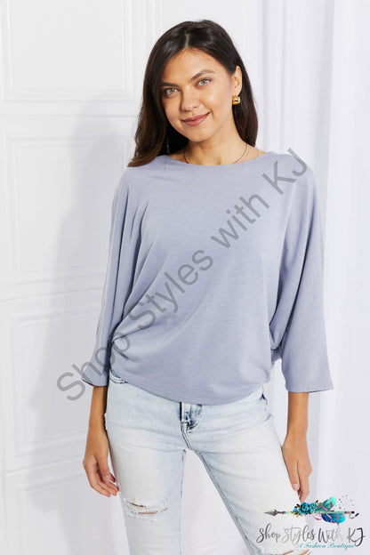 Needless To Say Dolman Sleeve Top Misty Blue / S Shirts & Tops