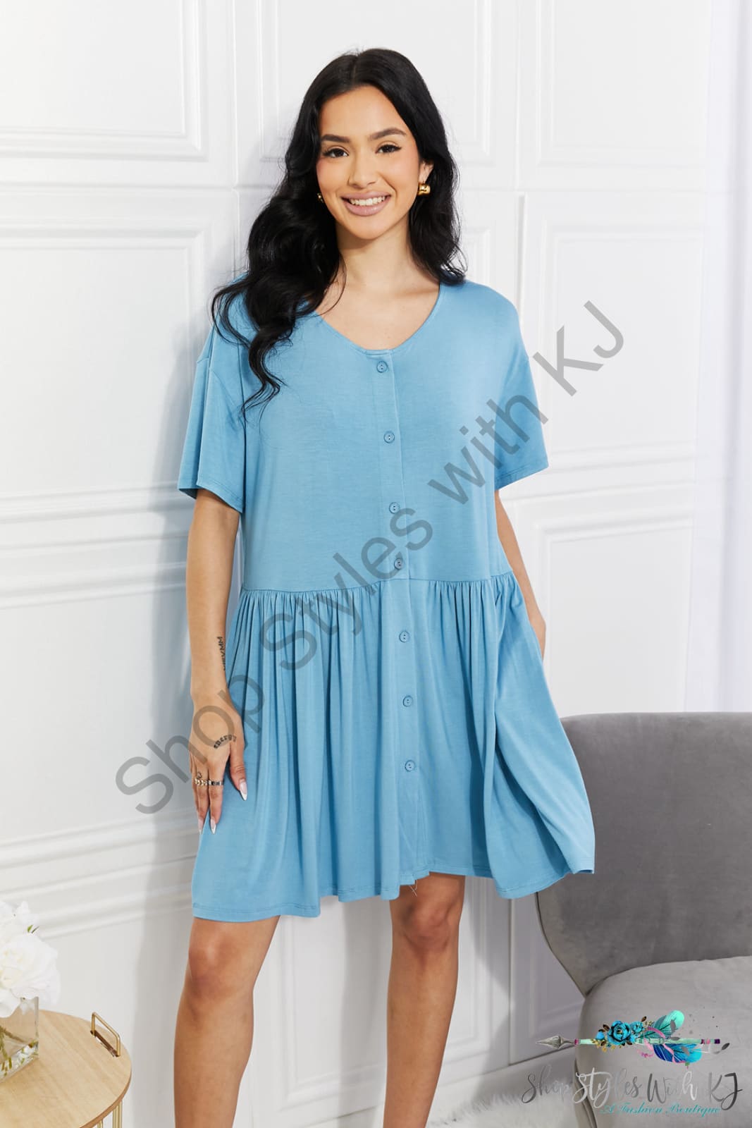 Oh Sweet Spring Button Up Flare Dress Sky Blue / S Dresses