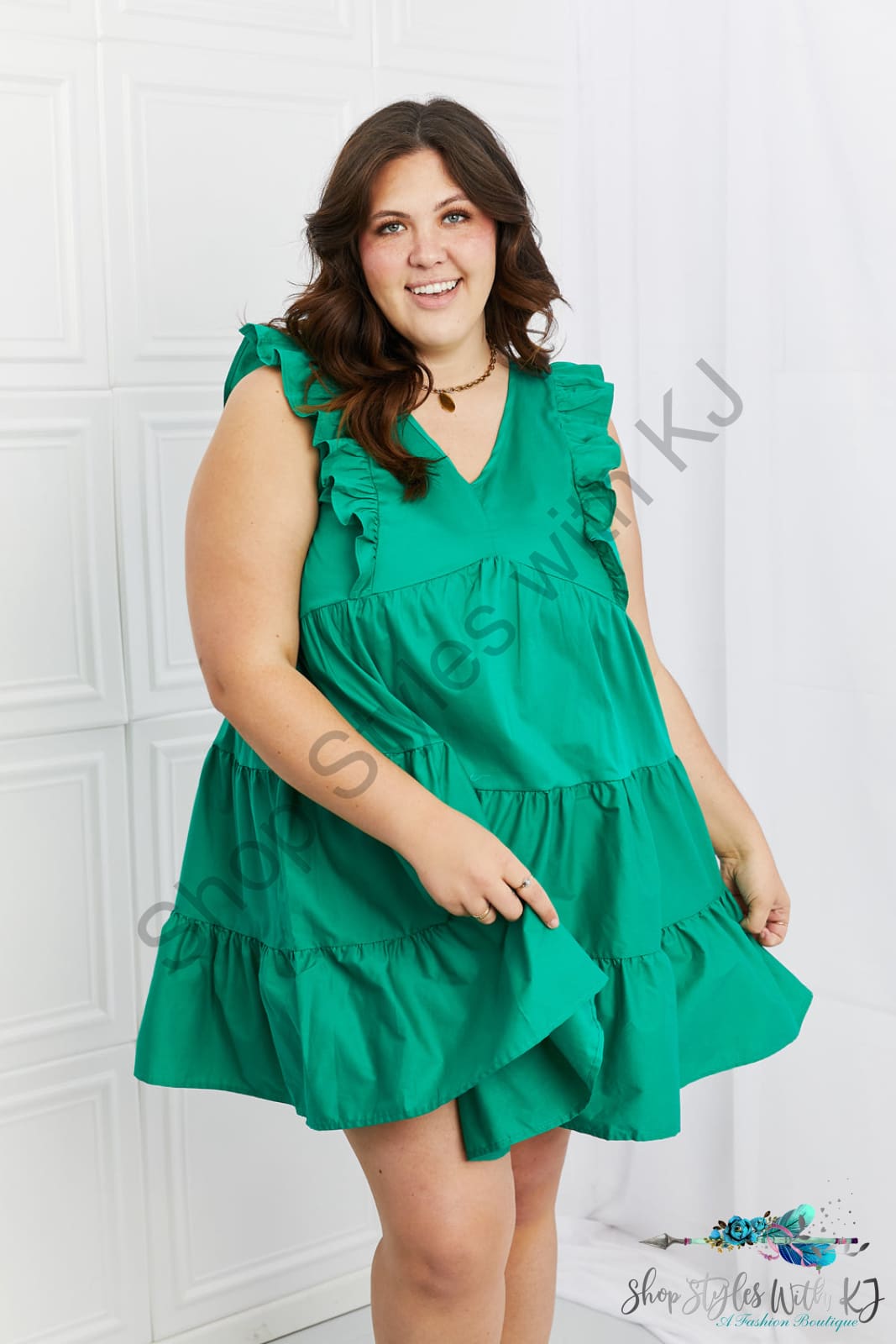 Play Date Ruffle Dress Mid Green / S Dresses
