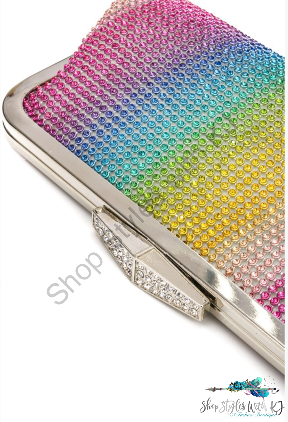 Rainbow Bright Rhinestone Clutch Labordaysale