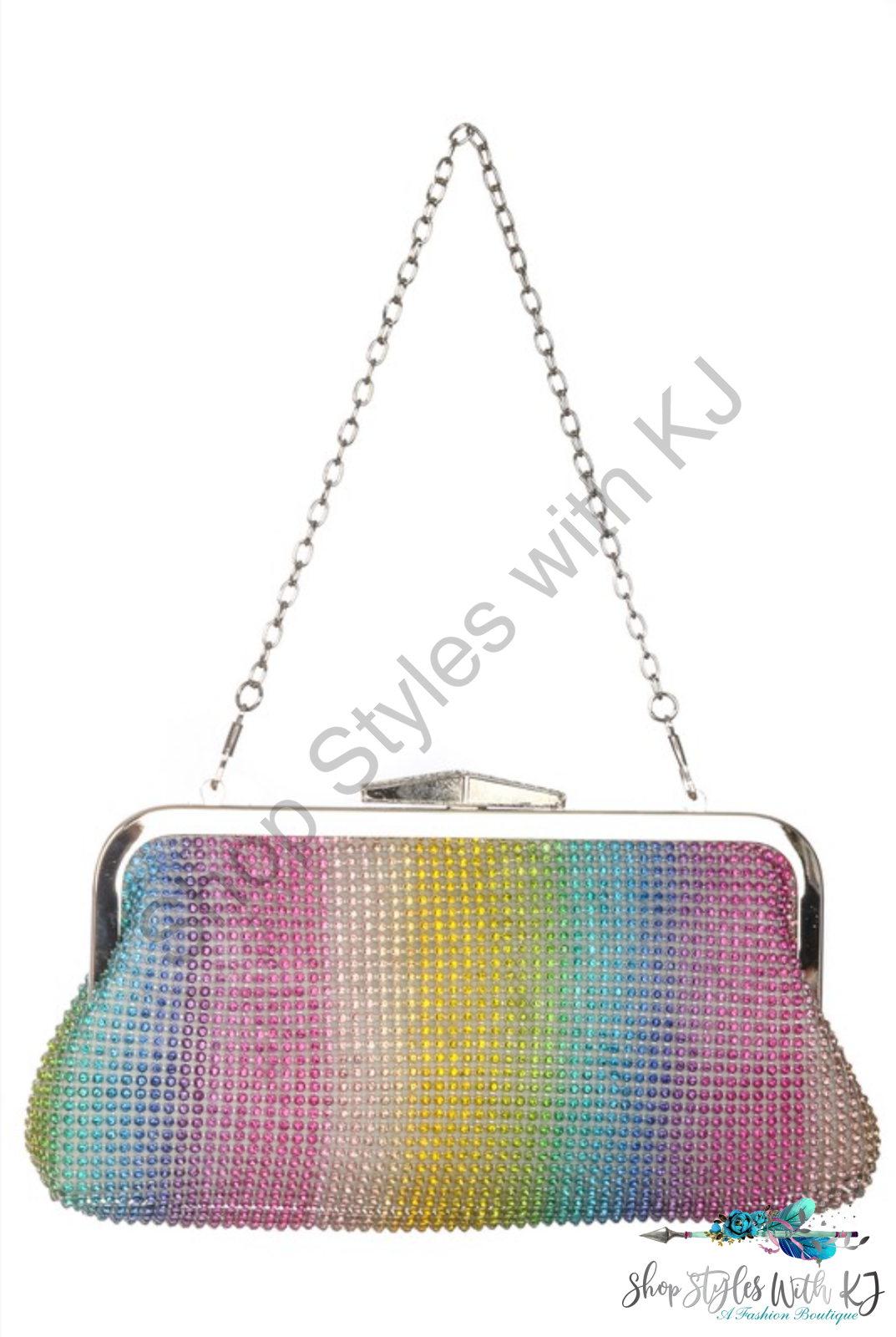 Rainbow Bright Rhinestone Clutch Labordaysale