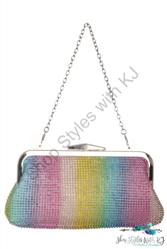 Rainbow Bright Rhinestone Clutch Labordaysale