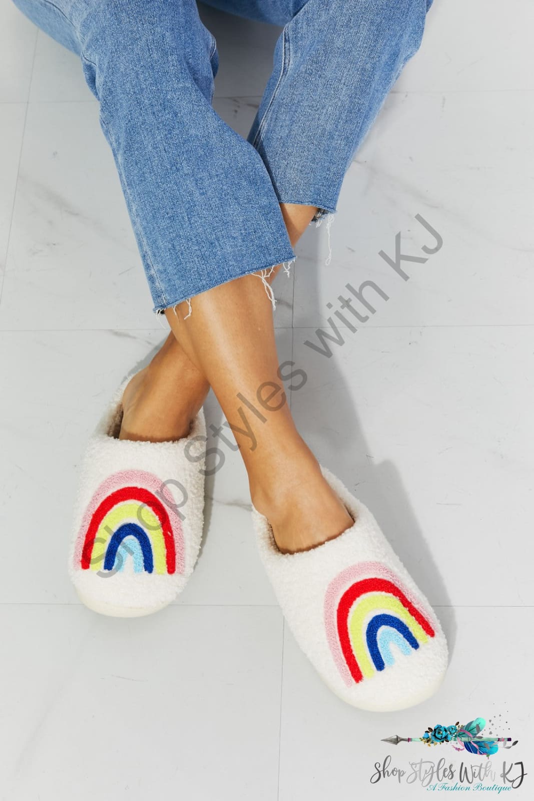 Rainbow Plush Slipper Shoes