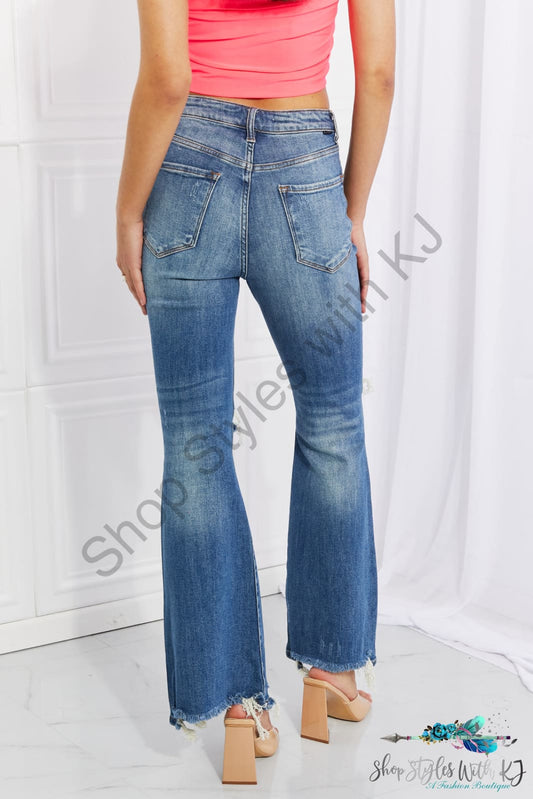 Risen Hazel High Rise Distressed Flare Jeans Pants