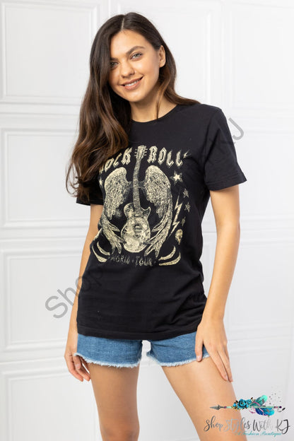 Rock & Roll Graphic Tee Black / S Shirts Tops