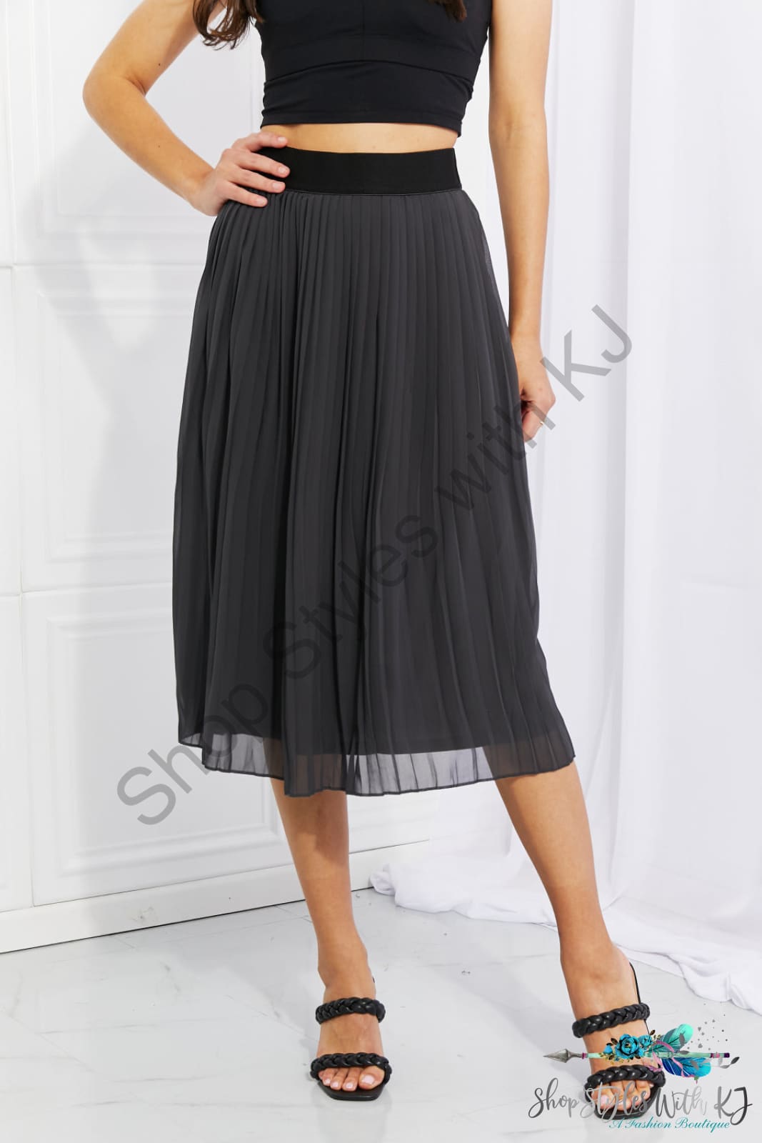 Romantic At Heart Pleated Chiffon Midi Skirt Dark Gray / S Skirts