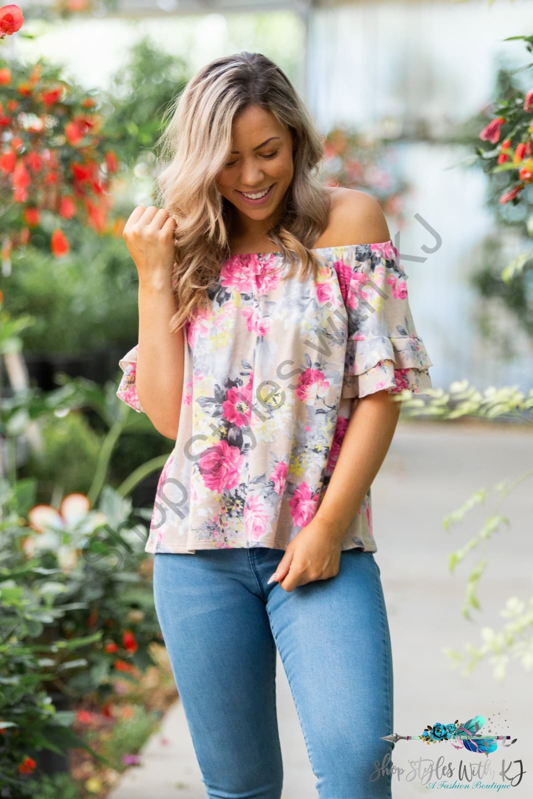 Summer Blooms Ruffle Sleeve Top Springintospring
