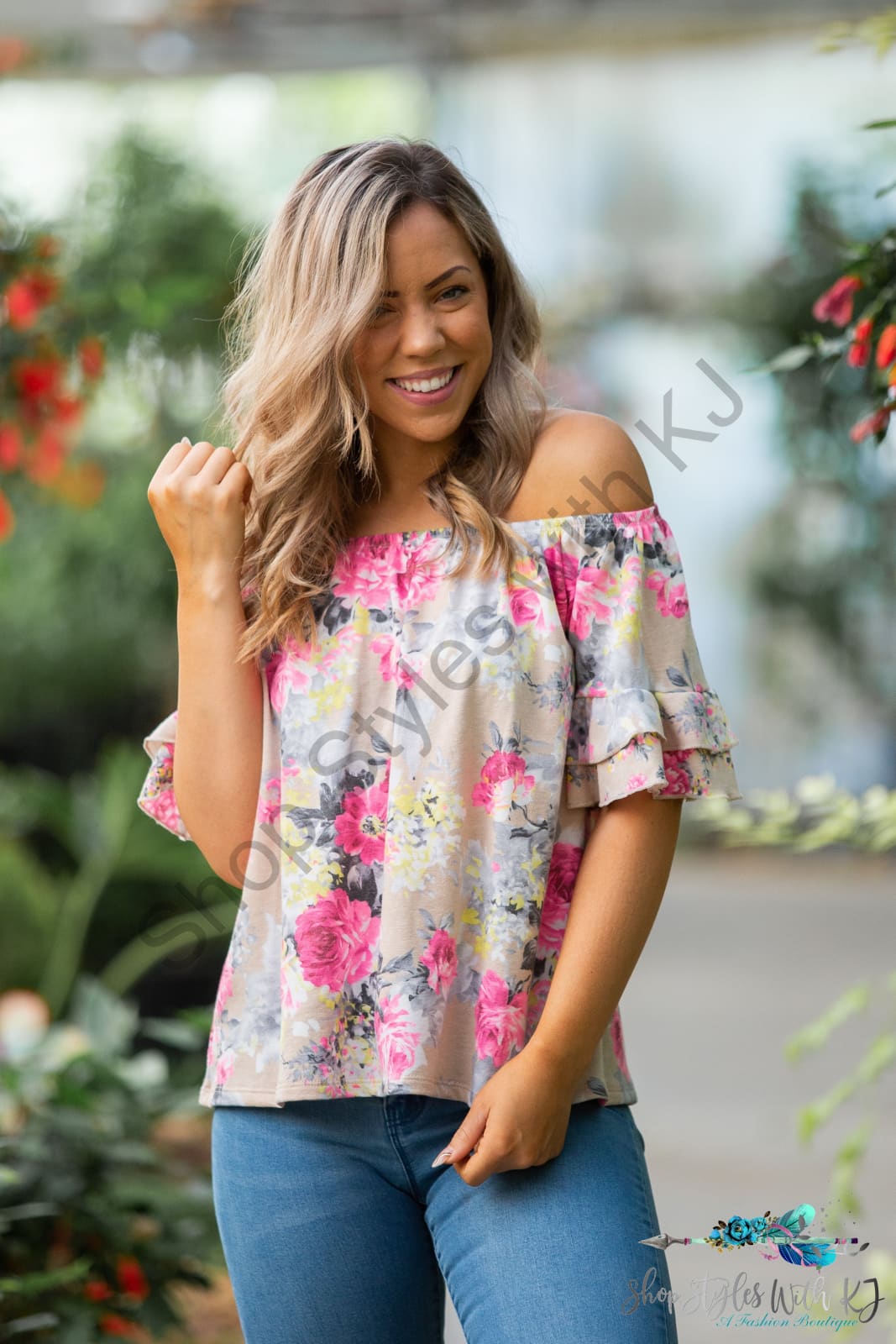 Summer Blooms Ruffle Sleeve Top Springintospring