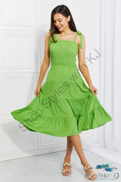 Summer Solstice Smocked Tiered Dress Lime / S Dresses