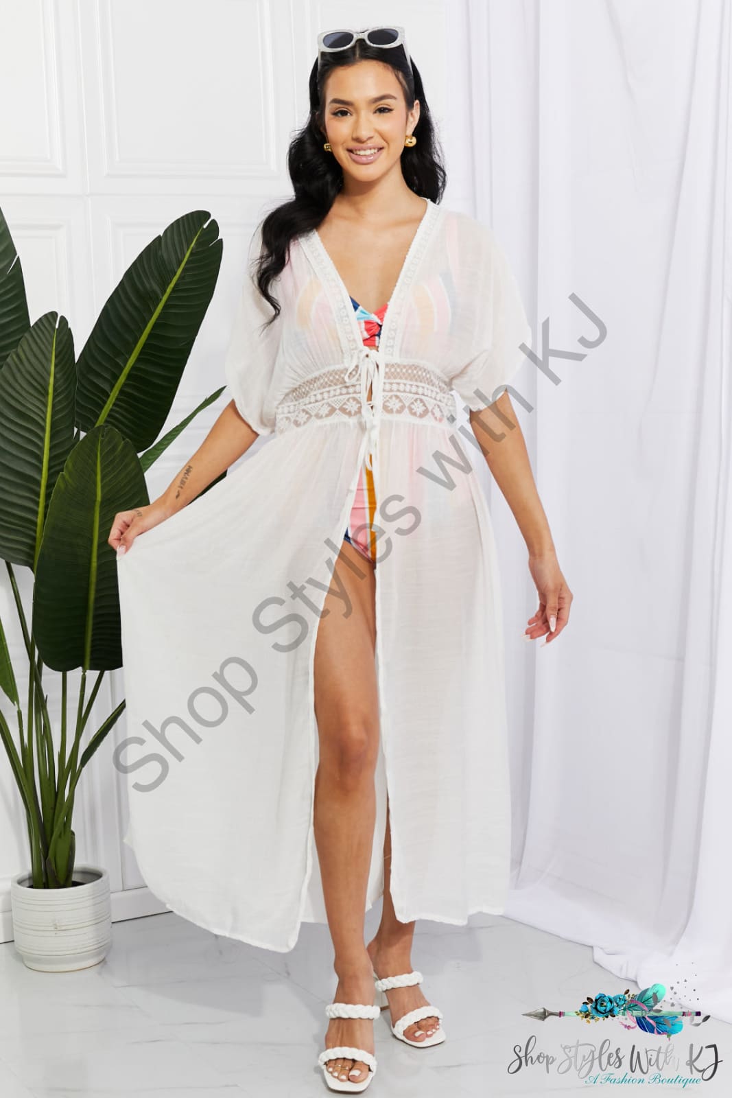 Sun Goddess Tied Maxi Cover-Up White / One Size Beach Cover-Ups