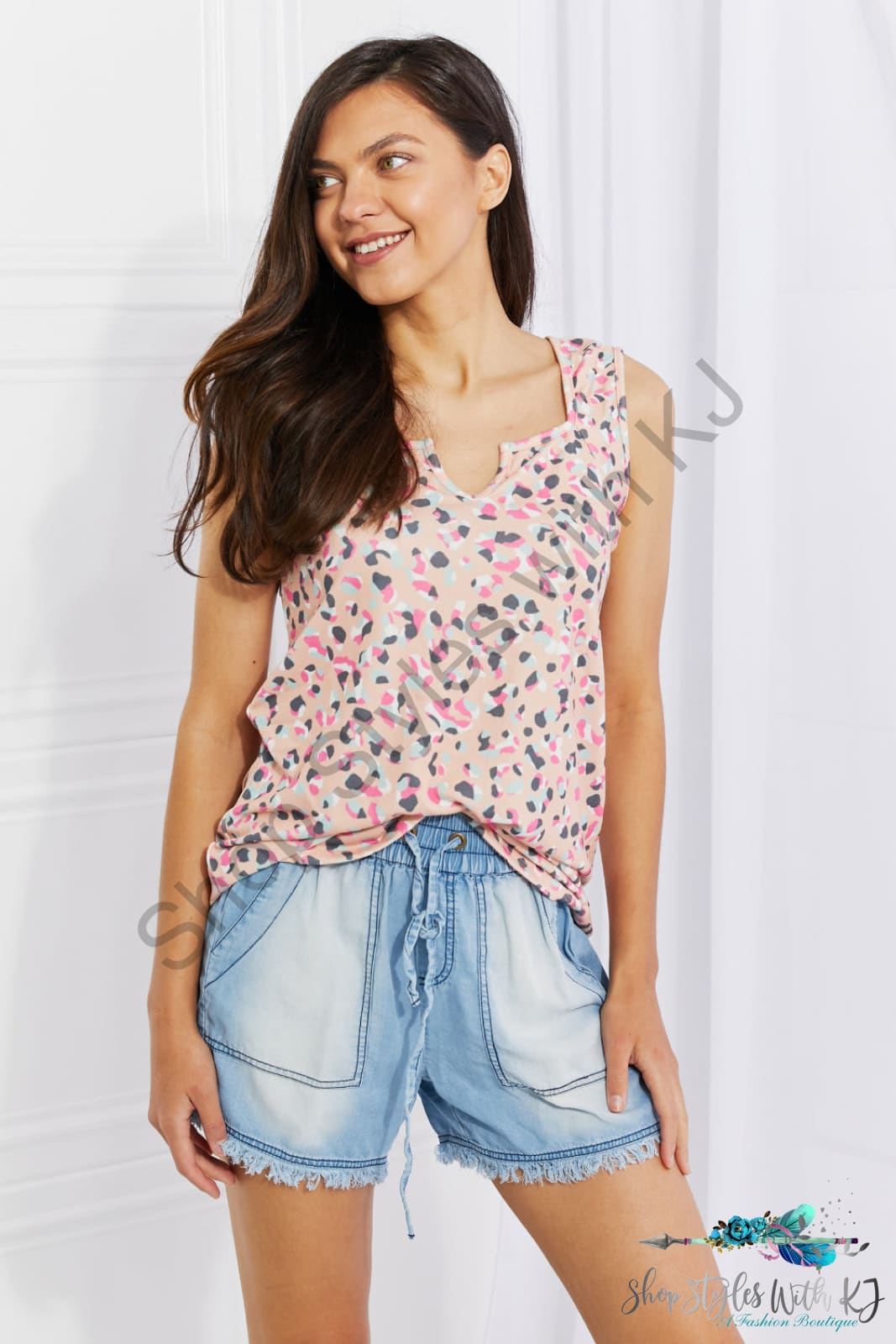 Surprise Party Printed Sleeveless Top Shirts & Tops