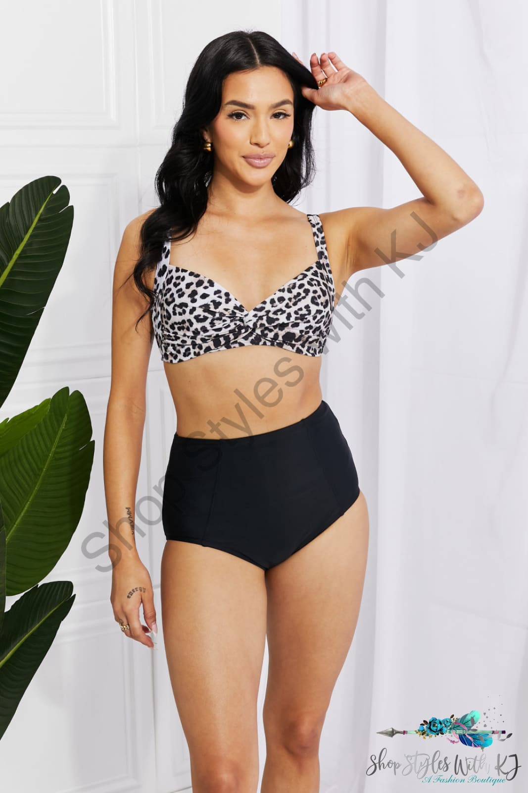 Take A Dip Twist High-Rise Bikini In Leopard Swimwear