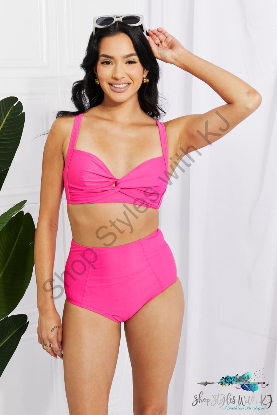 Take A Dip Twist High-Rise Bikini In Pink Hot / S Swimwear