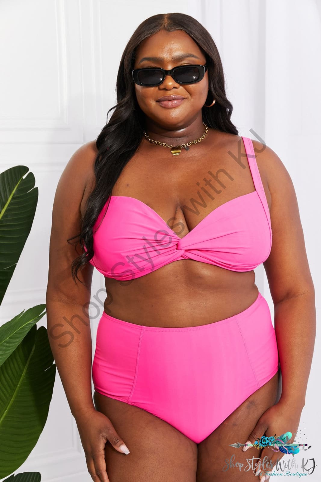 Take A Dip Twist High-Rise Bikini In Pink Swimwear