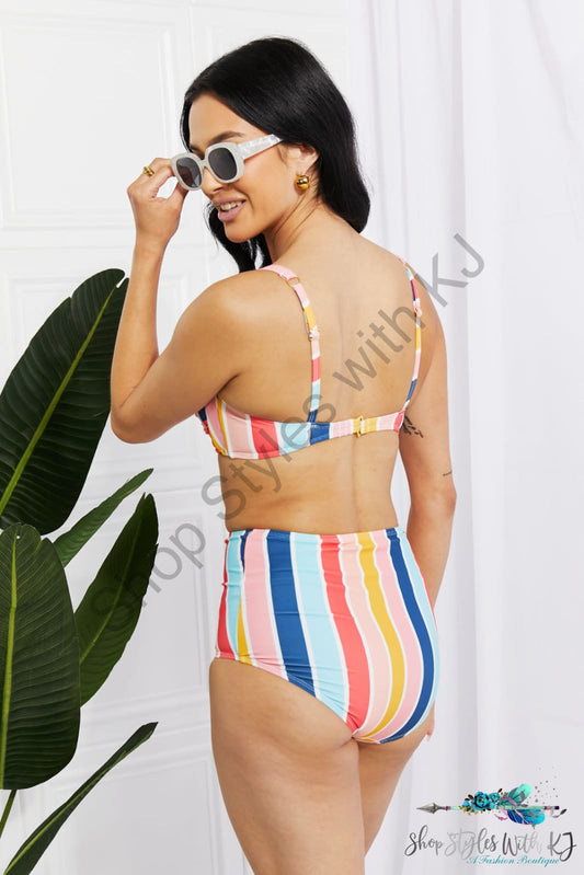 Take A Dip Twist High-Rise Bikini In Stripe Swimwear