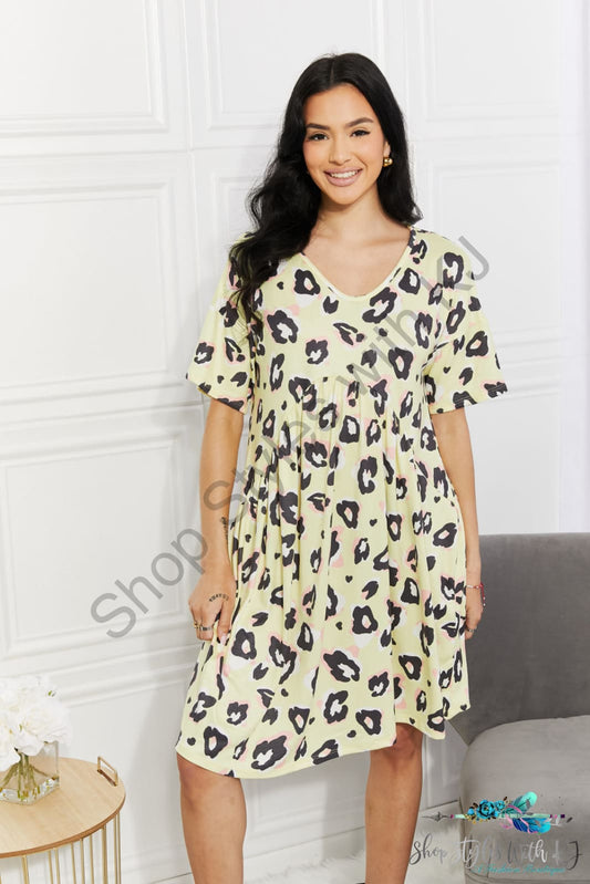 Take It Easy Animal Print Dress Lemon / S Dresses
