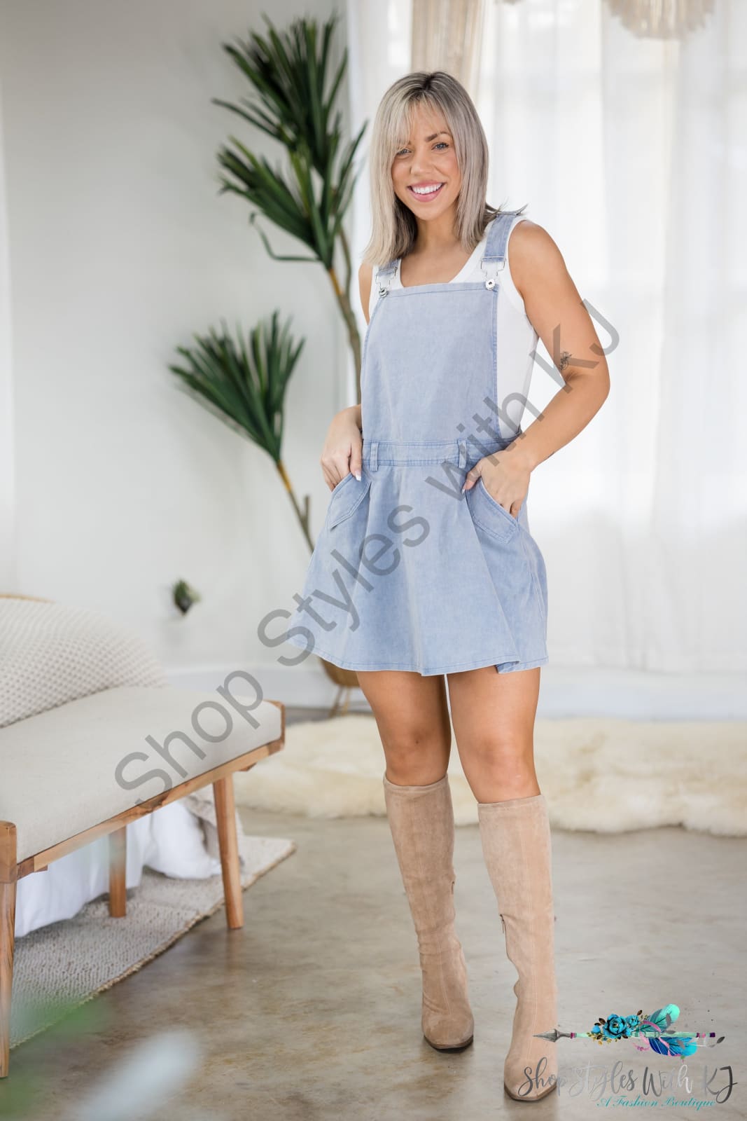 Tou·ché Chambray - Skirted Romper Overalls