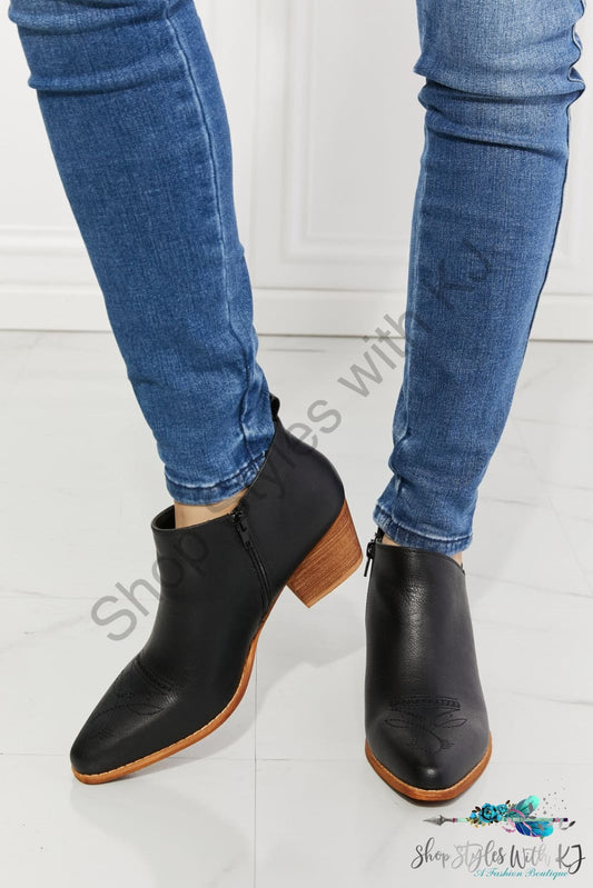 Trust Yourself Embroidered Crossover Cowboy Bootie In Black / 6 Shoes