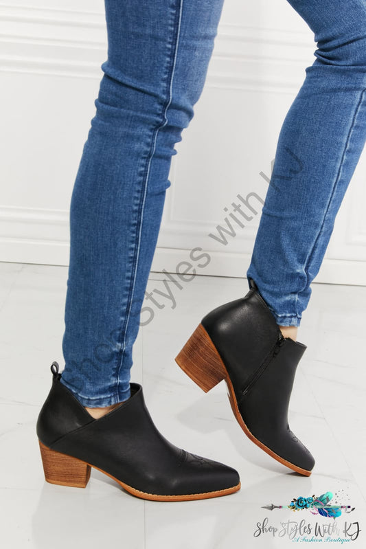 Trust Yourself Embroidered Crossover Cowboy Bootie In Black Shoes