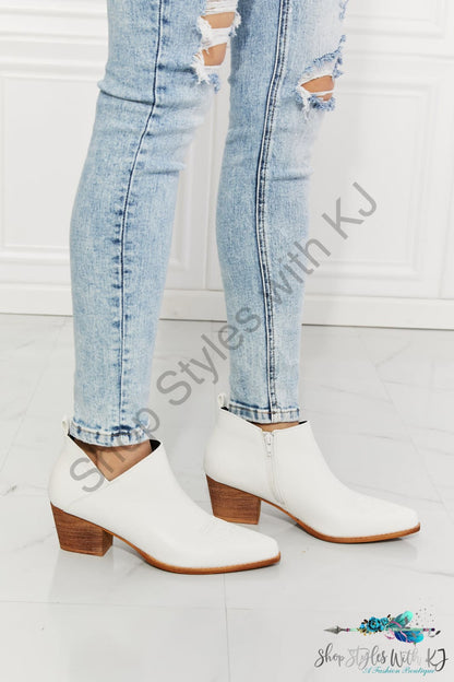 Trust Yourself Embroidered Crossover Cowboy Bootie In White / 6 Shoes