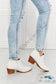 Trust Yourself Embroidered Crossover Cowboy Bootie In White Shoes