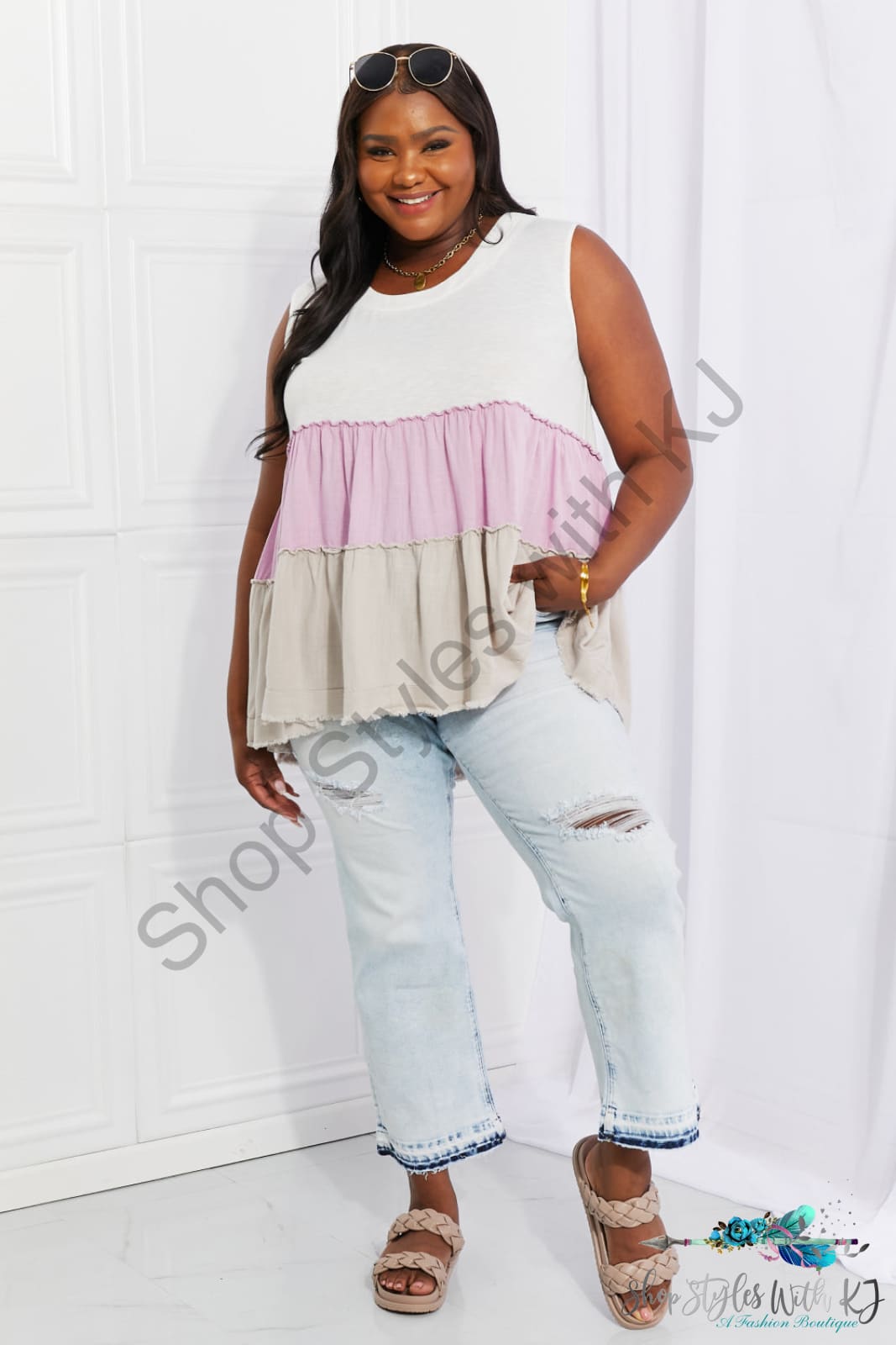Watching The Sunset Color Block Babydoll Top Shirts & Tops