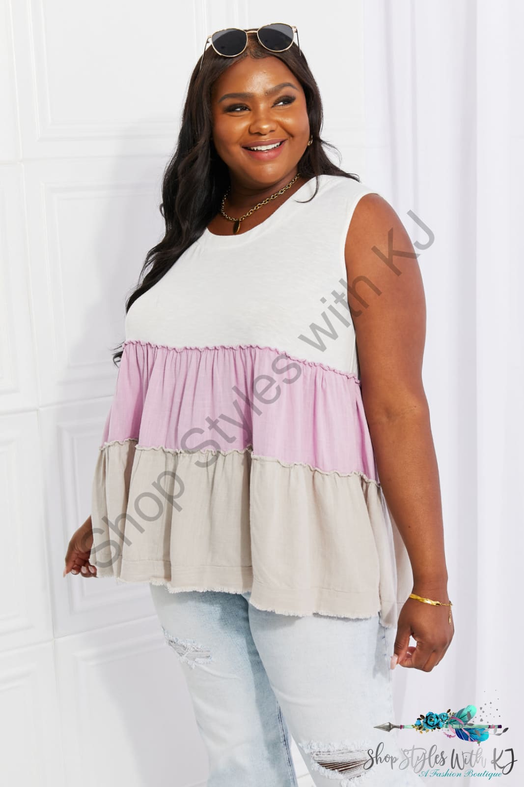 Watching The Sunset Color Block Babydoll Top Shirts & Tops