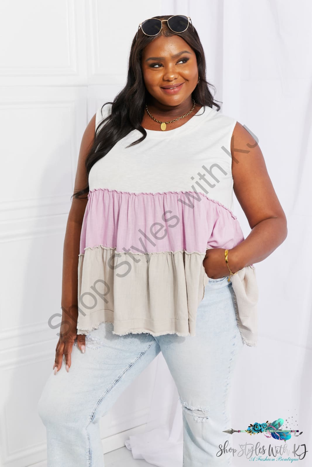 Watching The Sunset Color Block Babydoll Top Shirts & Tops