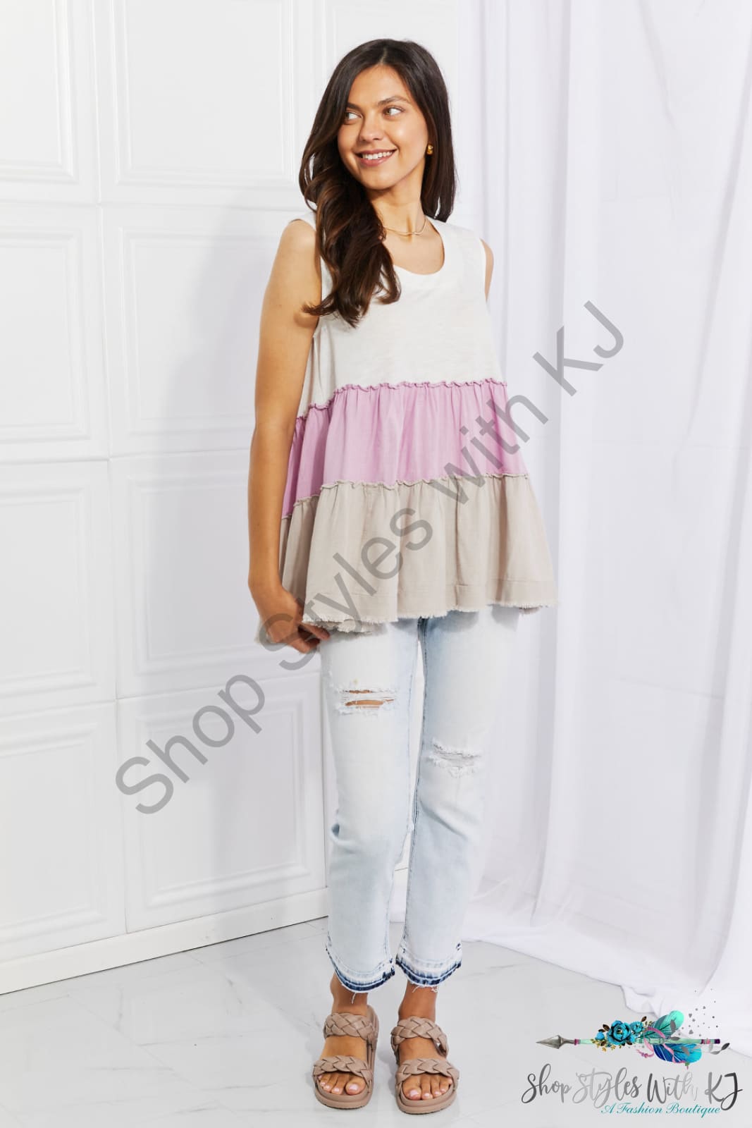 Watching The Sunset Color Block Babydoll Top Shirts & Tops