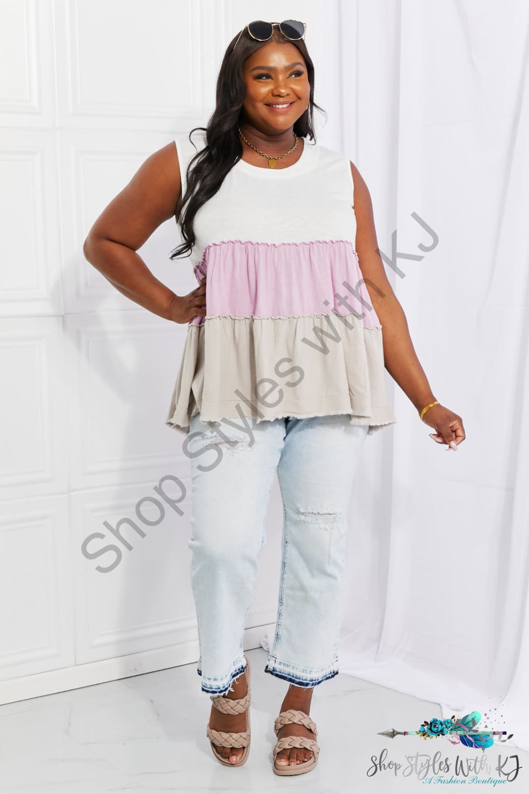 Watching The Sunset Color Block Babydoll Top Shirts & Tops