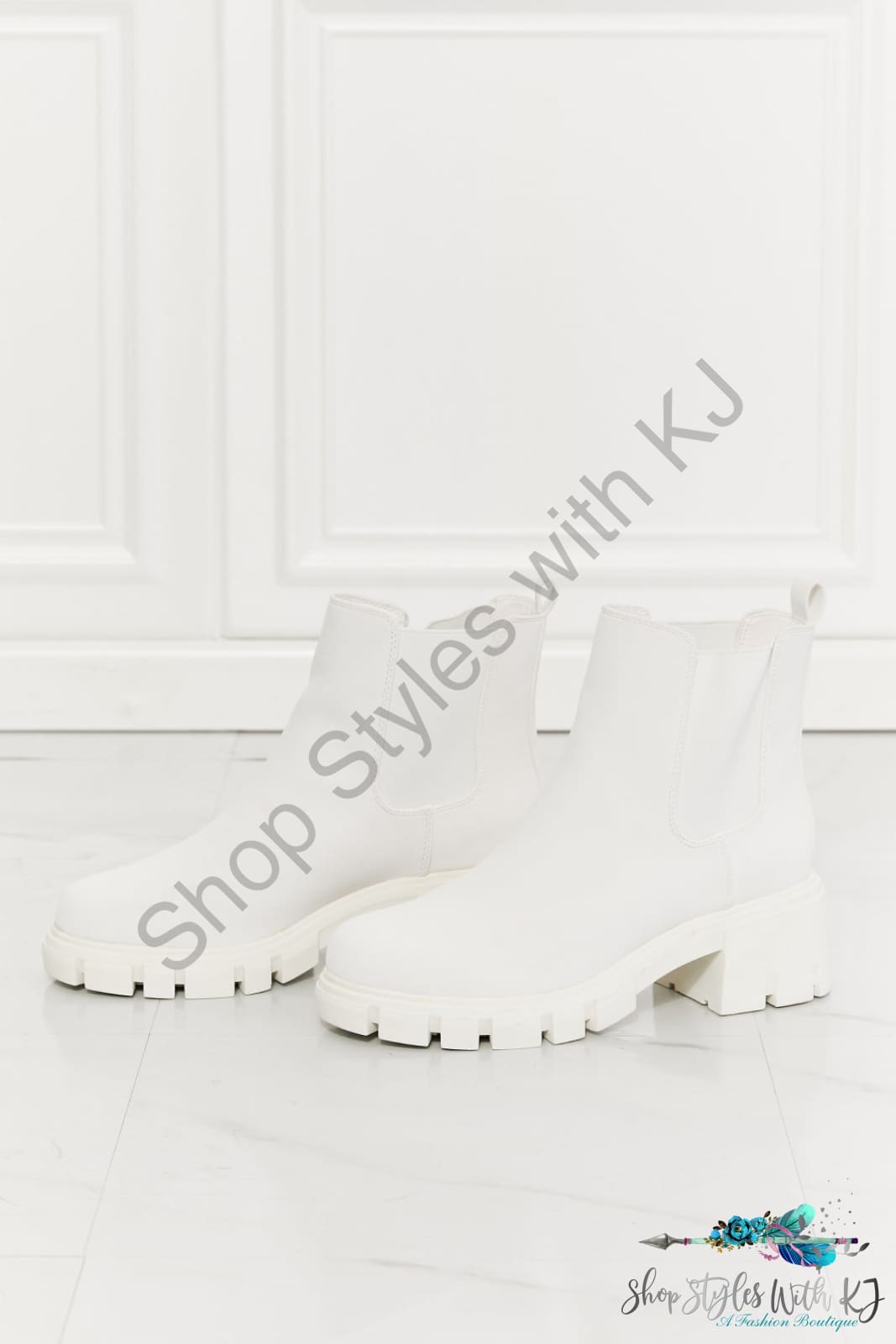 Work For It Matte Lug Sole Chelsea Boots In White Shoes