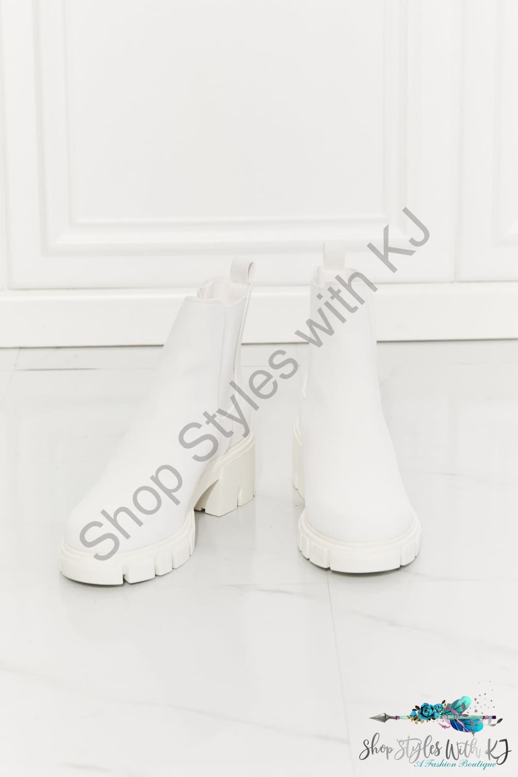 Work For It Matte Lug Sole Chelsea Boots In White Shoes